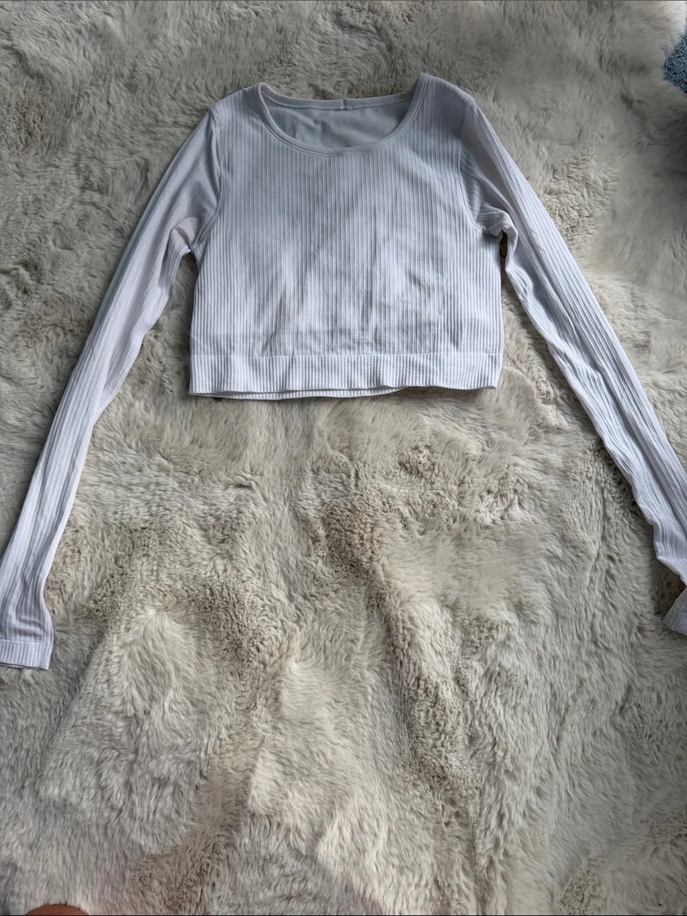 lululemon athletica White Ribbed Long-Sleeve Crop Top